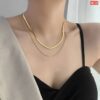 A layer thick and a layer thin 18K gold Necklace NC70