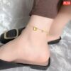 Hanging Butterfly And Hanging Stone Anklet(18k gold polis) - Image 2