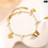 Hanging Butterfly And Hanging Stone Bracelet ( 18K gold polis) - Image 3
