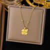 1 Stone 4 Love Flower Necklace 22K gold plated