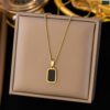 Black Rectangular 18K Gold Necklace NC83