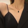 Black Rectangular 18K Gold Necklace NC83 - Image 2