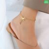 2-Stone Butterfly Charm Anklet